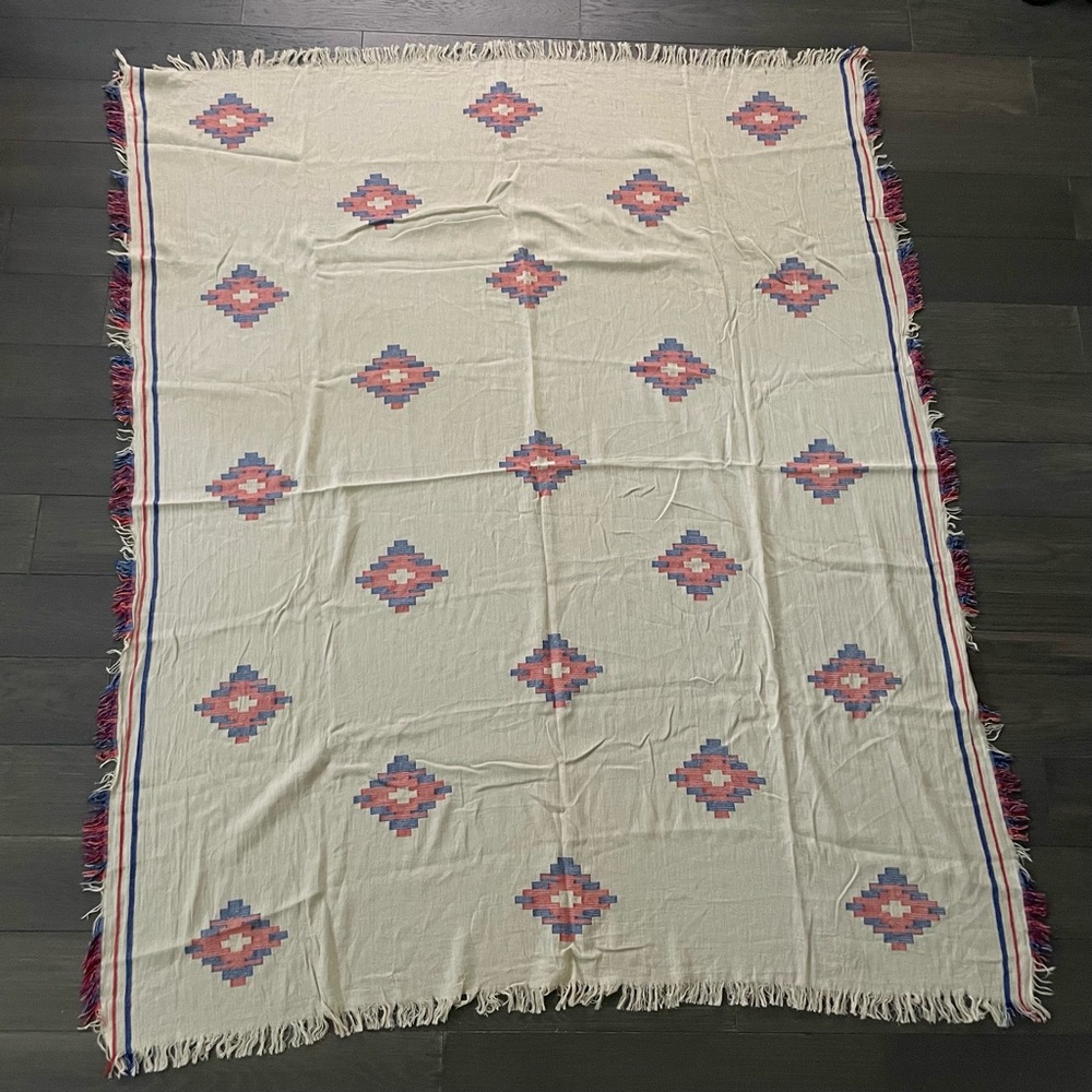 Aritzia Wilfred Cotton Large Fringed Blanket Scarf